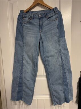 American Eagle Outfitters Two-Tone Light Blue Flared Jeans